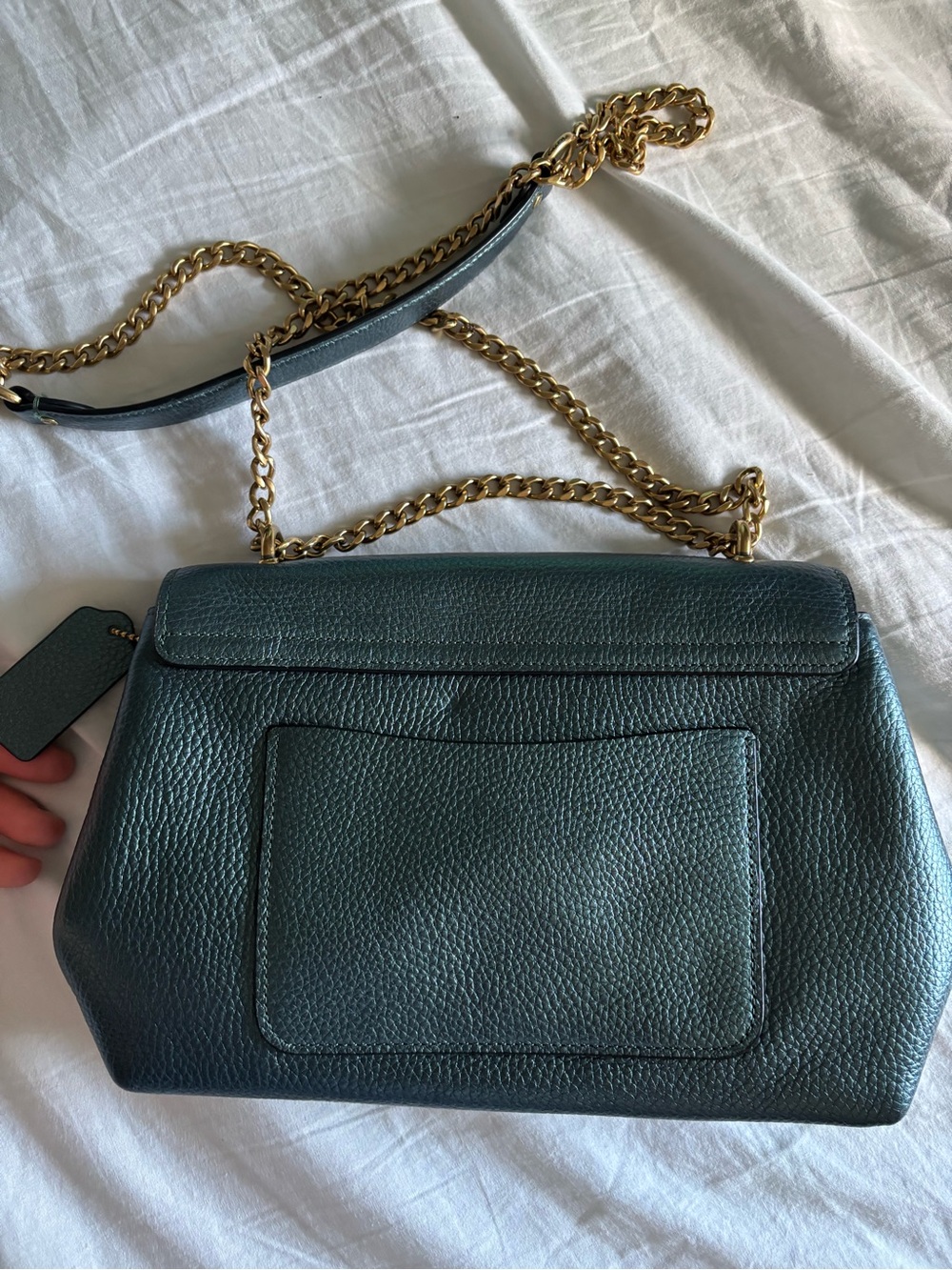 Coach dark green Leather Shoulder Bag with Gold Hardware - Picture 4 of 6